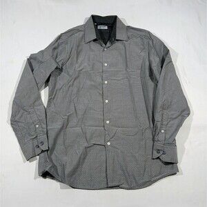 Duchamp Casual Patterned Formal Shirt Mens Tailored Fit Collar Gray Size 16.5 L